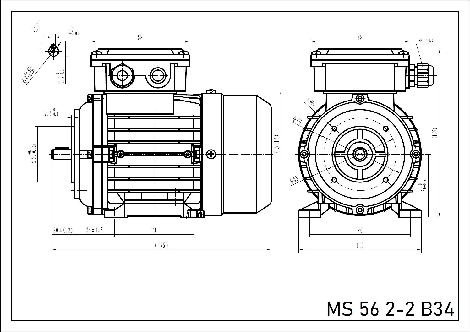 Silnik trójfazowy 0,12 kW 2700 obr/min MS 56 2-2 - obrazek 3
