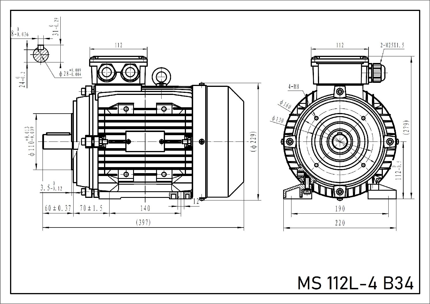 Silnik trójfazowy 5,5 kW 1430 obr min MS 112L-4 - obrazek 3