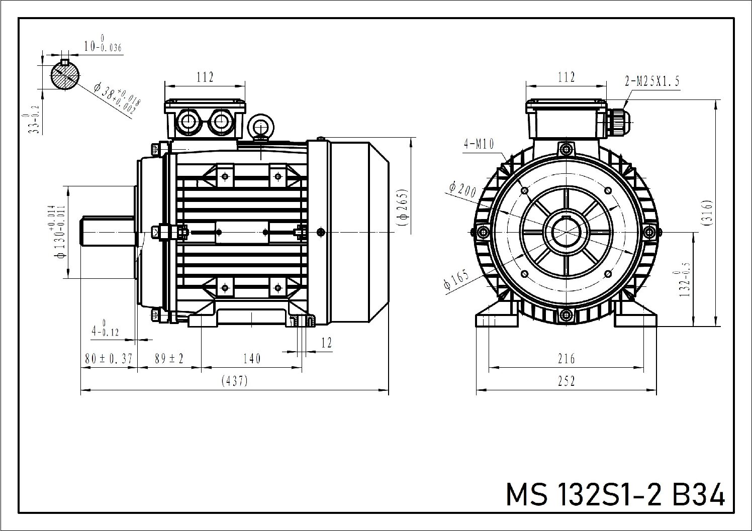 Silnik trójfazowy 5,5 kW 2900 obr min MS 132S1-2 - obrazek 3