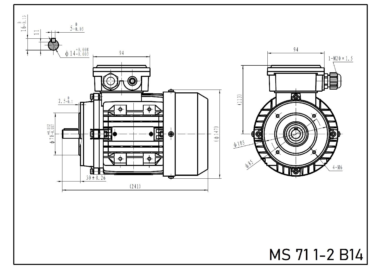 Silnik trójfazowy 0,37 kW 2730 obr min MS 71 1-2 - obrazek 3