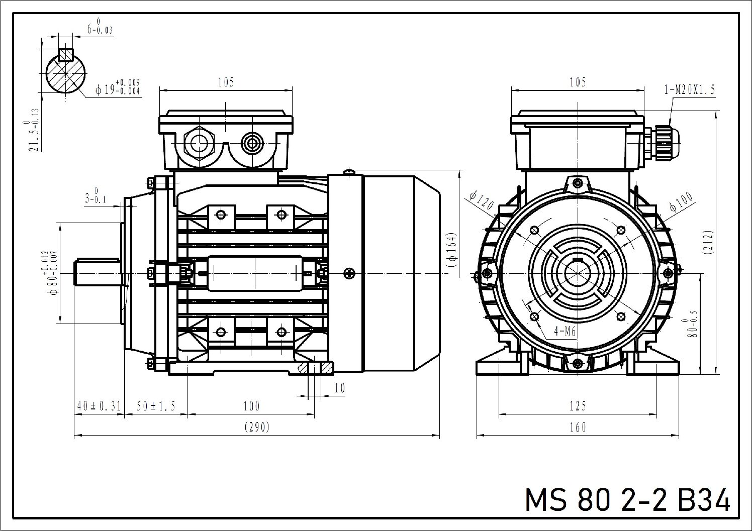 Silnik trójfazowy 1,1 kW 2840 obr min MS 80 2-2 - obrazek 3