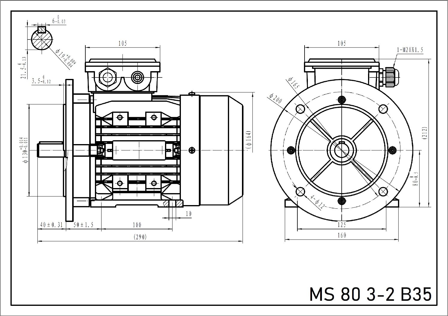 Silnik trójfazowy 1,5 kW 2800 obr min MS 80 3-2 - obrazek 3