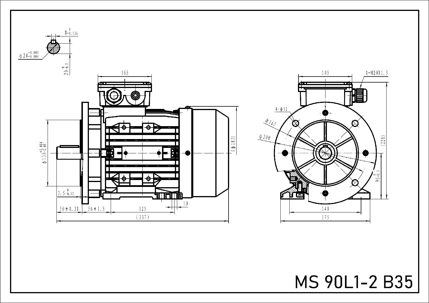 Silnik trójfazowy 2,2 kW 2840 obr min MS 90L1-2 - obrazek 3