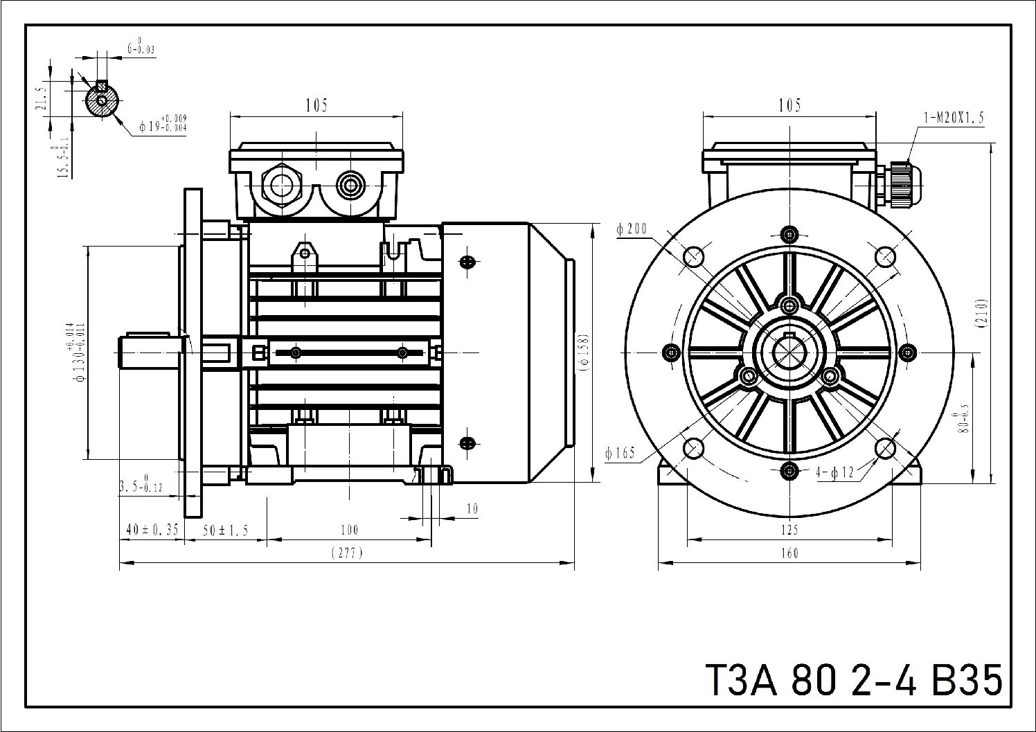 Silnik elektryczny 0,75 kW 1400 T3A 80 2-4 IE3 - obrazek 3