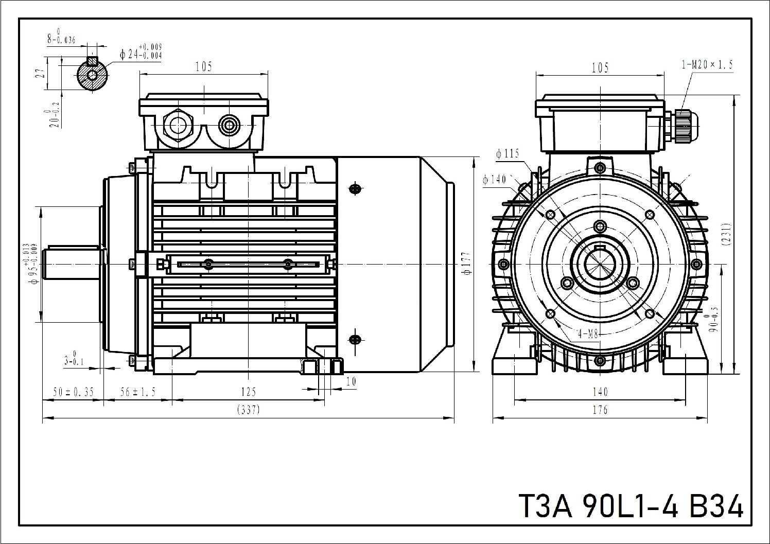 Silnik elektryczny 1,5 kW 1440 T3A 90L1-4 IE3 - obrazek 3