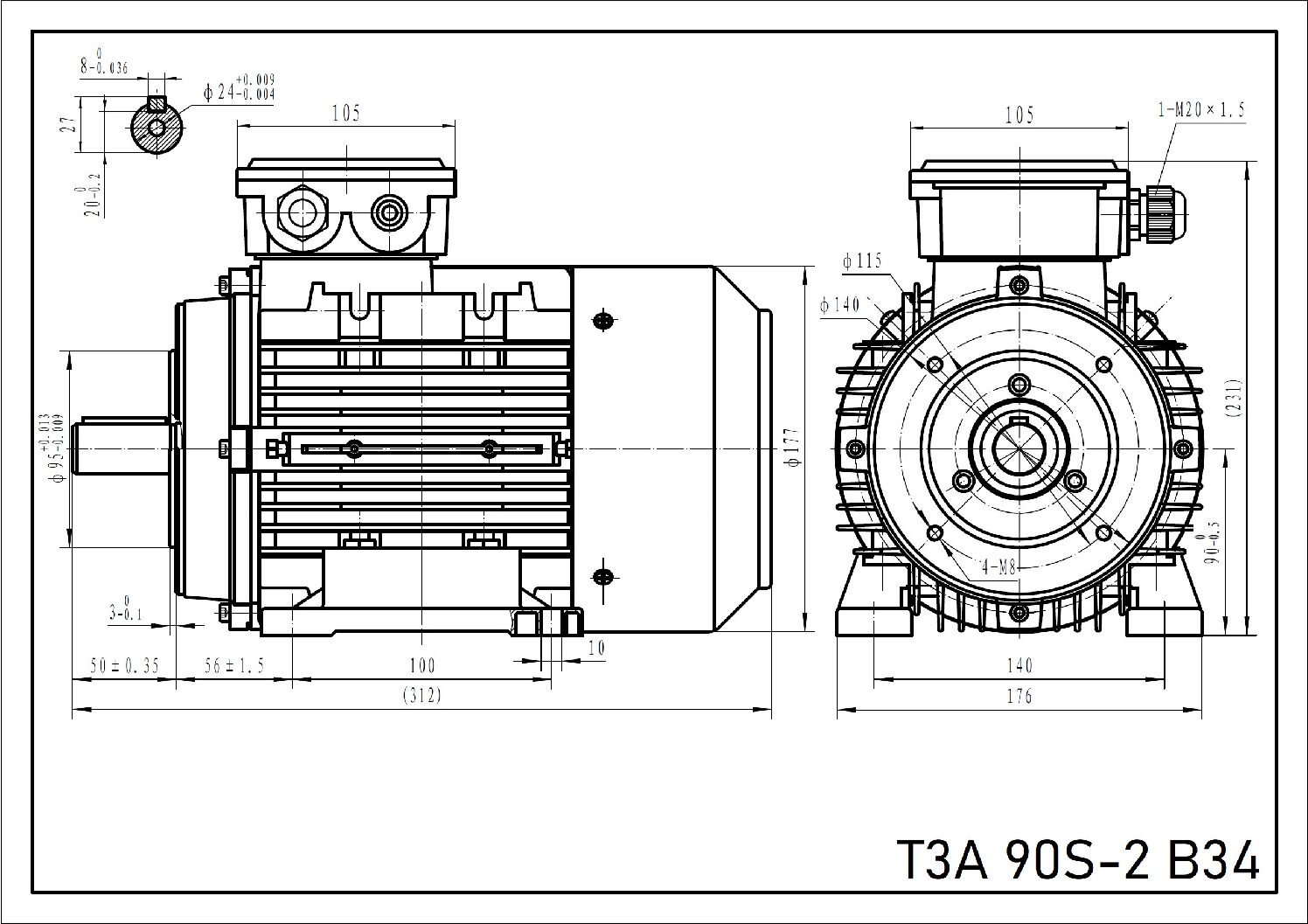 Silnik trójfazowy 1,5 kW 2900 T3A 90S-2 IE3 - obrazek 3