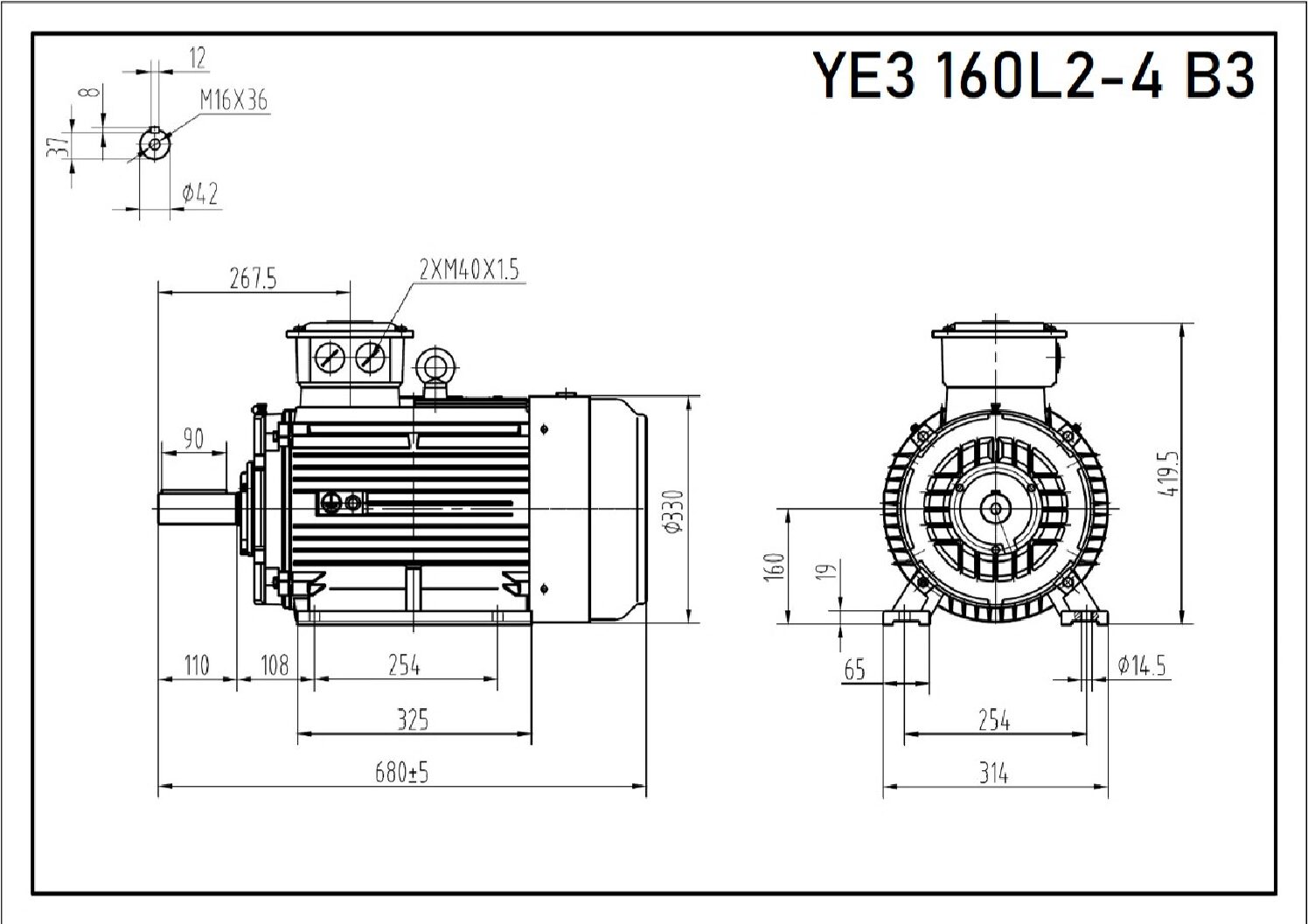 Silnik elektryczny 18,5 kW 1460 YE3 160L2-4 IE3 - obrazek 3