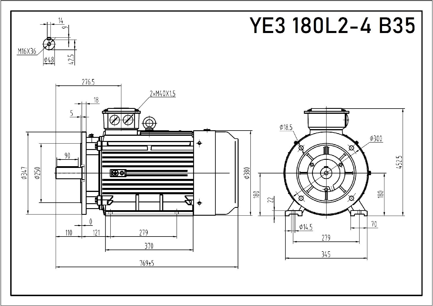 Silnik elektryczny 30 kW 1470 YE3 180L2-4 IE3 - obrazek 3