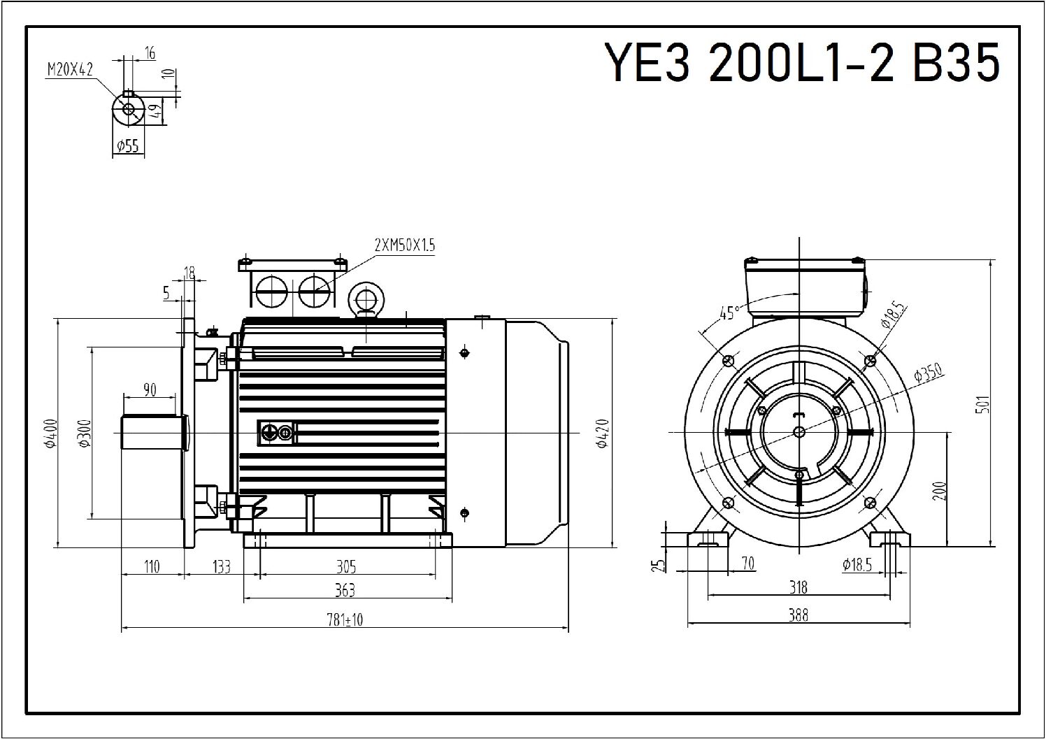 Silnik trójfazowy 30 kW 2930 YE3 200L1-2 IE3 - obrazek 3